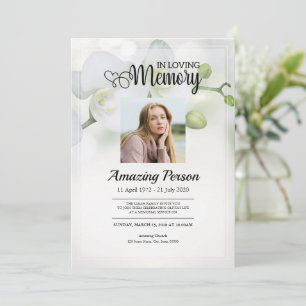 Weiße Orchidee Beerdigung Reihenfolge des Dienstes Einladung