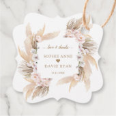 Weiße Orchidee BlusH Rose Pampas Grass Wedding Geschenkanhänger (Rückseite)