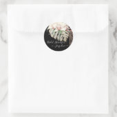 Weiße Orchidee Elegant Schwarze Khaki Blumengrün Runder Aufkleber (Tasche)