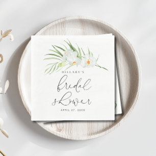 Weiße Orchidee Elegantes tropisches Brautparty Serviette