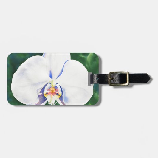 Weiße Orchidee Gepäckanhänger (Vorderseite horizontal)