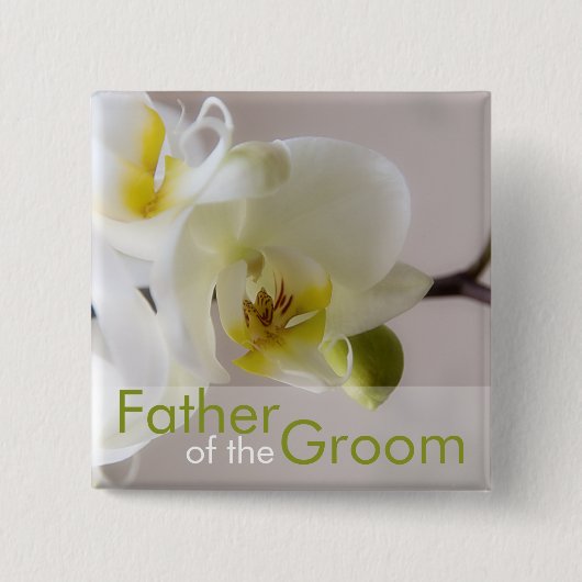 Weiße Orchidee • Hochzeits-Knopf Button (Vorderseite)