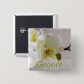 Weiße Orchidee • Hochzeits-Knopf Button (Vorne & Hinten)