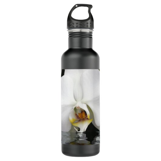 Weiße Orchidee im Pool Wasserflasche Edelstahlflasche (Vorderseite)