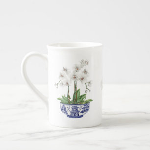 Weiße Orchidee in Chinoiserie-Schale Keramik  Porzellantasse