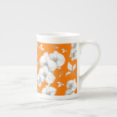 Weiße Orchidee in Orange | Porzellantasse (Rechts)