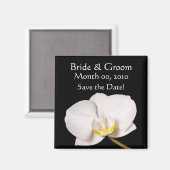 Weiße Orchidee in Schwarz Magnet (Vorderseite/Rückseite)