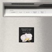 Weiße Orchidee in Schwarz Magnet (In Situ (Geschirrspüler))