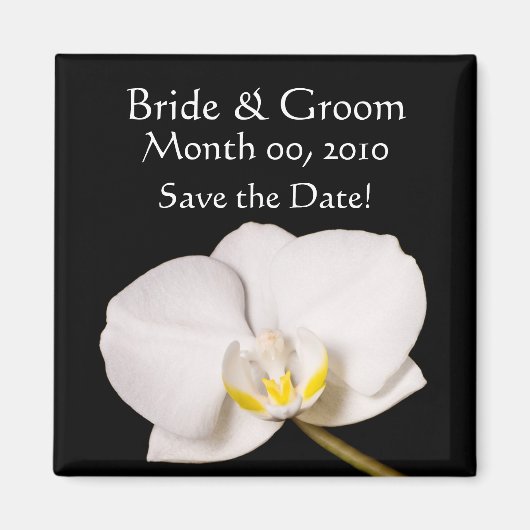 Weiße Orchidee in Schwarz Magnet (Vorne)