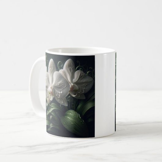 Weiße Orchidee Kaffeetasse (Vorderseite Links)