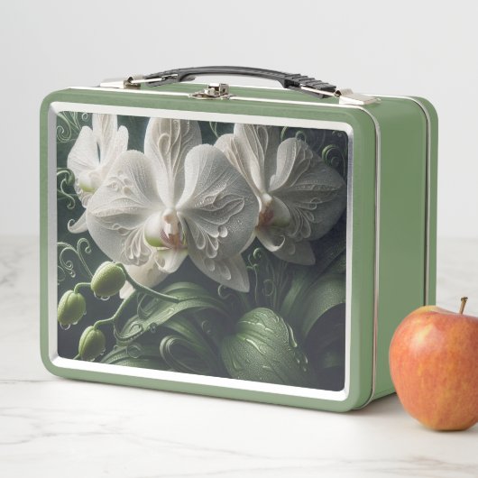 Weiße Orchidee Metall Brotdose (Beispiel)