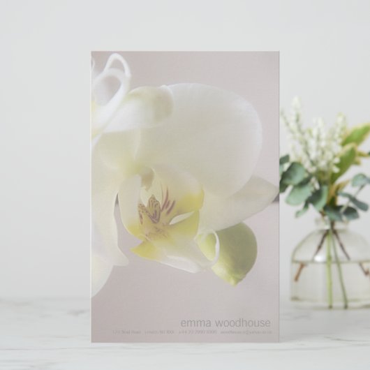 Weiße Orchidee • Persönliches Briefpapier (Stehend Vorderseite)