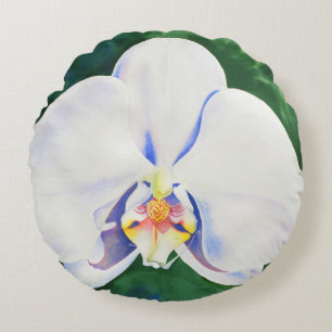 Weiße Orchidee Rundes Kissen