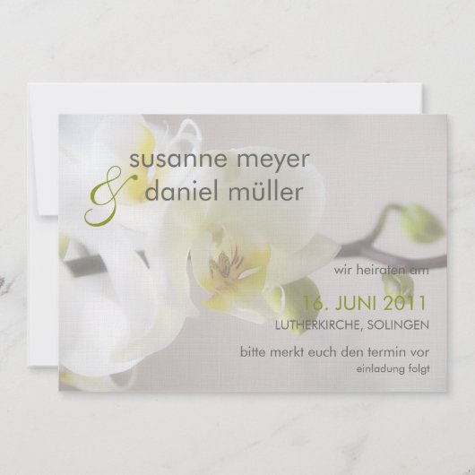 Weiße Orchidee ・ Save the Date Karte (Rückseite)
