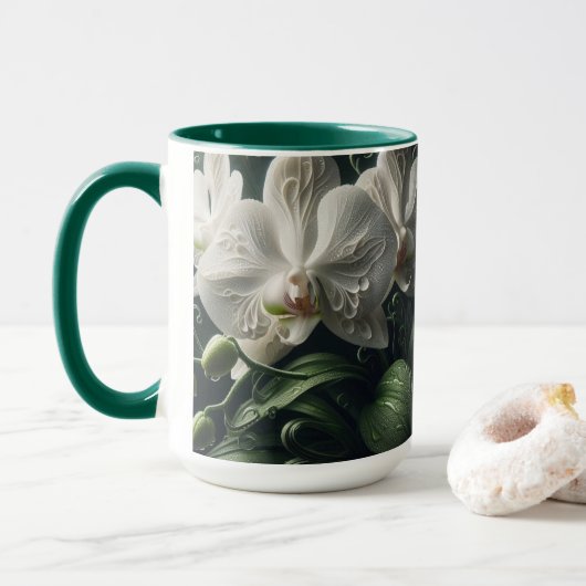 Weiße Orchidee Tasse (Mit Donut)