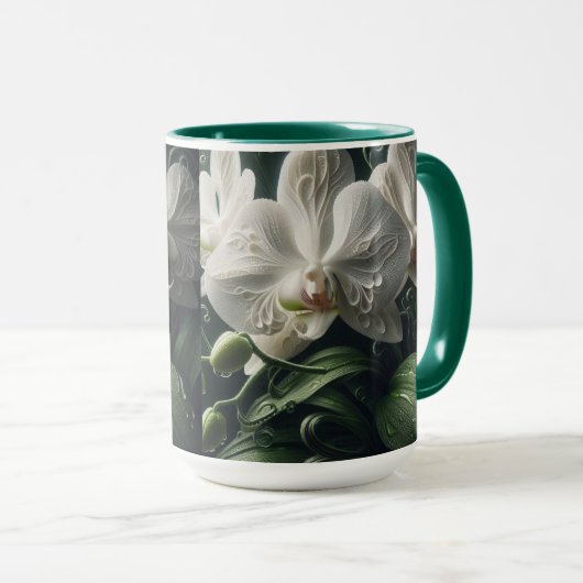 Weiße Orchidee Tasse (VorderseiteRechts)