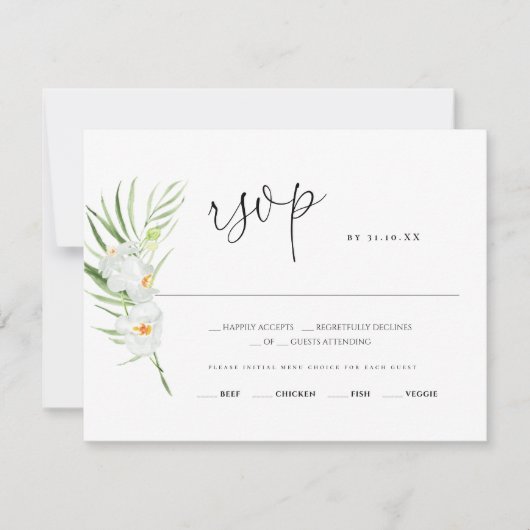 Weiße Orchidee | UAWG einer Hochzeitkarte RSVP Karte (Vorderseite)