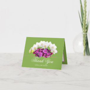 Weiße Orchidee und rosa Pfingstrose Botanical Dank Dankeskarte