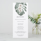 Weiße Orchideen auf der Monstera Tropical Wedding  Einladung (Stehend Vorderseite)
