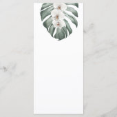 Weiße Orchideen auf der Monstera Tropical Wedding  Menükarte (Rückseite)