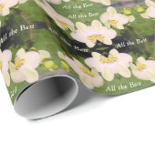 Weiße Orchideen auf einem grünen Hintergrund Geschenkpapier (Rolleneckpunkt)