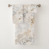 Weiße Orchideen auf einer hellen Creme Badhandtuch Set (Insitu)