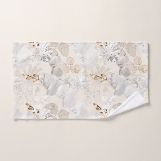 Weiße Orchideen auf einer hellen Creme Badhandtuch Set (Handtuch)