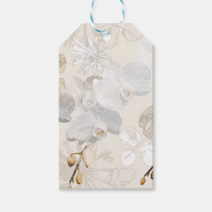 Weiße Orchideen auf einer hellen Creme Geschenkanhänger