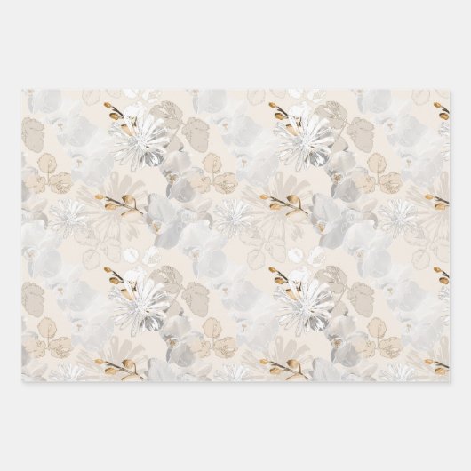 Weiße Orchideen auf einer hellen Creme Geschenkpapier Set (Vorderseite)