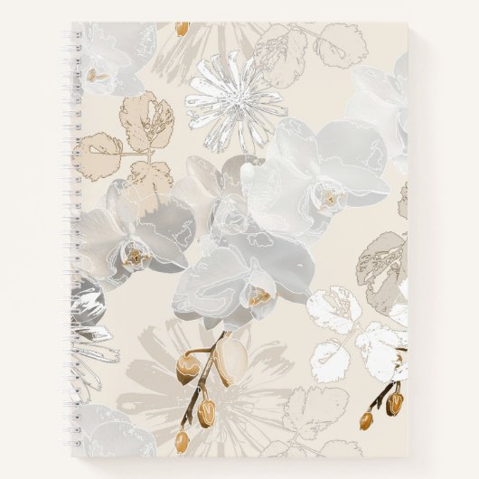 Weiße Orchideen auf einer hellen Creme Notizblock (Vorderseite)