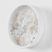 Weiße Orchideen auf einer hellen Creme   Uhr (Winkel)