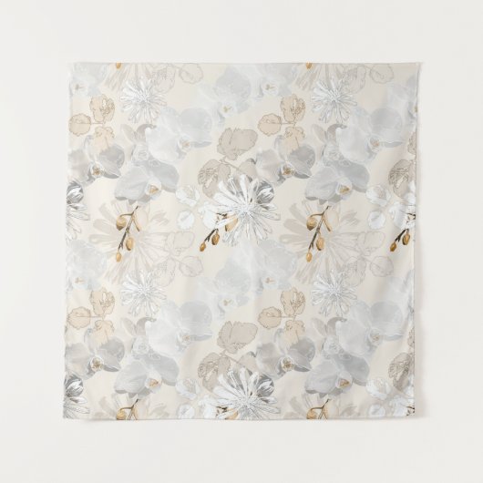 Weiße Orchideen auf einer hellen Creme Wandteppich (Vorderseite)