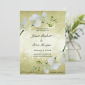 Weiße Orchideen auf einer Hochzeit mit goldenem Hi Einladung (Stehend Vorderseite)