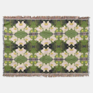 Weiße Orchideen auf grünem Hintergrund Decke