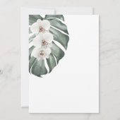 Weiße Orchideen auf Monstera Tropical 100. Geburts Einladung (Rückseite)