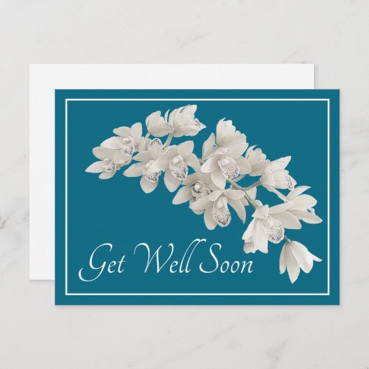 Weiße Orchideen Blue Background wird bald gut Postkarte (Vorne/Hinten)