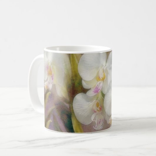 Weiße Orchideen Blume Blumenstrauß Tasse Cup (Vorderseite Links)