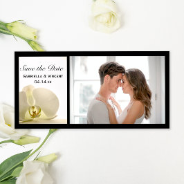Weiße Orchideen-Blume Hochzeit Sichern Sie das Dat Save The Date