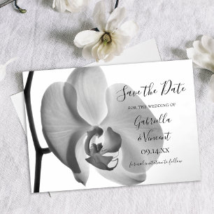 Weiße Orchideen-Blume Hochzeit Sichern Sie das Dat Save The Date