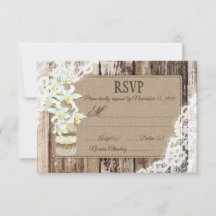 Weiße Orchideen-Blume Holzspitze RSVP-Karte