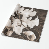 Weiße Orchideen-Blume Sepia Schwarzer Hintergrund  Geschenkpapier (Ungerollt)
