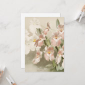Weiße Orchideen Blume Vintag Alte Illustration Karte (Vorderseite/Rückseite Beispiel)