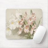 Weiße Orchideen Blume Vintag Alte Illustration Mousepad (Mit Mouse)