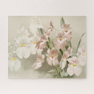 Weiße Orchideen Blume Vintag Alte Illustration Puzzle