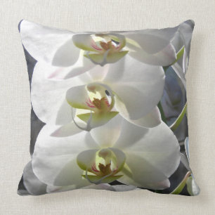 Weiße Orchideen-Blumen Kissen
