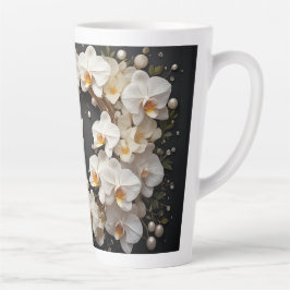 Weiße Orchideen-Blumenkrone mit Perlen und Gold Milchtasse