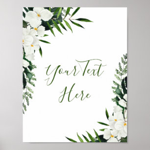 Weiße Orchideen Boho Blumen Custom Schild elegant