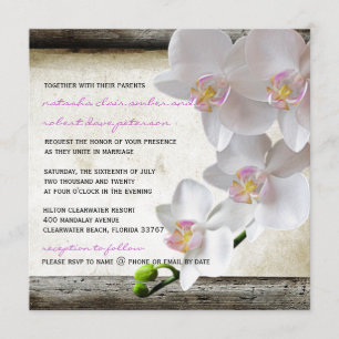 Weiße Orchideen Chic Elegante Landhochzeits-Einlad Einladung