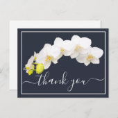 Weiße Orchideen gegen den Hintergrund der Marine V Postkarte (Vorne/Hinten)
