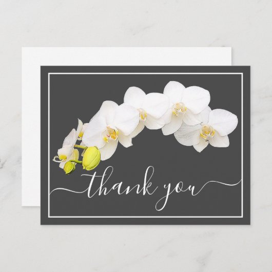 Weiße Orchideen gegen grauen Hintergrund Vielen Da Postkarte (Vorne/Hinten)